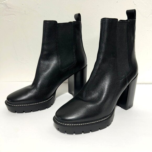 Tory Burch Carson Tumbled Leather Classic Chelsea Lug Sole Ankle Boots - Picture 2 of 13